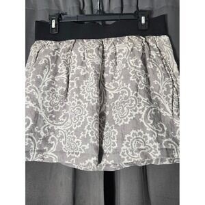 Ann Taylor LOFT Linen Bubble Skirt Paisley Design Thick Elastic Waist Size 8